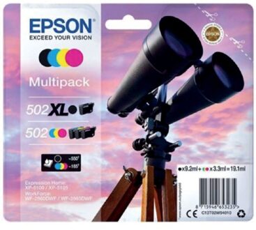 Inktcartridge Epson 502XL 502 T02W9 502XL zwart + 3 kleuren