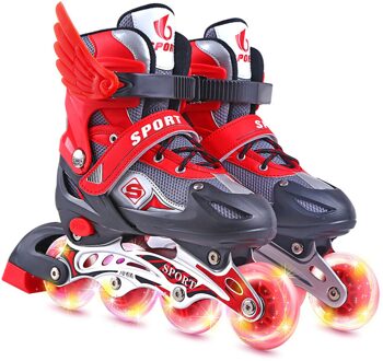 Inline Skates Kinderen Rolschaatsen Schoenen Sneakers Met Lichtgevende Hoge Elastische Pu Wiel Flash Wielen Prachtig Voor Kinderen rood L