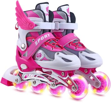 Inline Skates Kinderen Rolschaatsen Schoenen Sneakers Met Lichtgevende Hoge Elastische Pu Wiel Flash Wielen Prachtig Voor Kinderen roze L