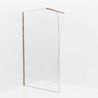 Inloopdouche - 120x200cm - afgeronde glaswand - helder glas - wandarm - geborsteld koper (Koper) SW1245011/SW876702 Koper geborsteld