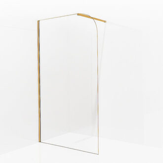 Inloopdouche - 80x200cm - afgeronde glaswand - helder glas - wandarm - geborsteld messing PVD (Goud) SW1245008/SW797910 Messing geborsteld PVD (goud)