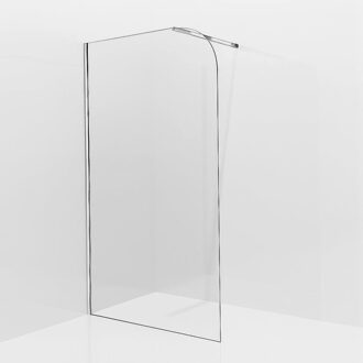 Inloopdouche - 90x200cm - afgeronde glaswand - helder glas - wandarm - chroom SW1245009/SW797904