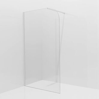 Inloopdouche - 90x200cm - afgeronde glaswand - helder glas - wandarm - mat wit SW1245009/SW797906 Wit mat