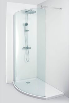 Inloopdouche Allibert Walk-In Wings Gebogen Links 125x210cm Antikalk 8mm Helder Glas