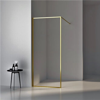 Inloopdouche BWS Recta 100x200 cm 8mm NANO Glas Geborsteld Messing Goud