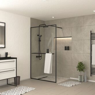 Inloopdouche Edge 120 X 200cm - Zwart Profiel - 6 Mm Helder Glas