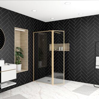 Inloopdouche Edge 130x200cm - Goud Profiel - 5 Mm Veiligheidsglas