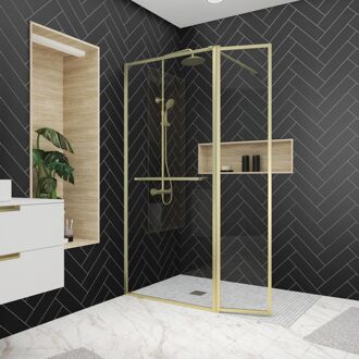 Inloopdouche Edge 130x200cm - Goud Profiel - 6 Mm Helder Glas