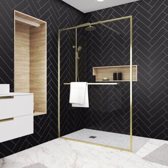 Inloopdouche Edge 140 X 200cm - Goud Profiel - 6 Mm Helder Glas