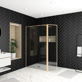 Inloopdouche Edge 160x200cm - Goud Profiel - 5 Mm Veiligheidsglas