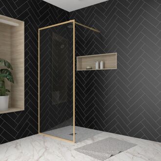 Inloopdouche Edge 90 X 200cm - Goud Profiel - 6 Mm Helder Glas