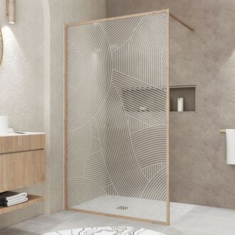 Inloopdouche Japandi 120x200cm - Houtdecor Profiel - 6 Mm Veiligheidsglas