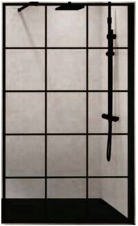 Inloopdouche Novellini Kuadra H Squares 100x200 cm Helder Glas Mat Zwart Raster