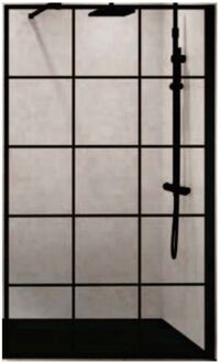 Inloopdouche Novellini Kuadra H Squares 120x200 cm Helder Glas Mat Zwart Raster