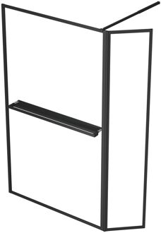 Inloopdouche + Korte Zijwand Edge 120+40 X 200cm - Zwart Profiel - 6 Mm Helder Glas