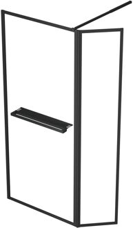 Inloopdouche + Korte Zijwand Edge 90+40 X 200cm - Zwart Profiel - 6 Mm Helder Glas