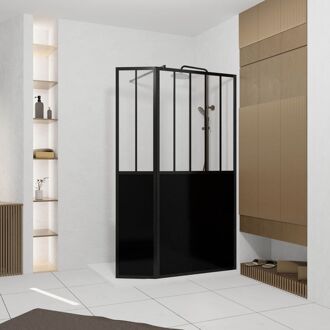 Inloopdouche + Korte Zijwand Indus 90+40 X 200cm - Zwart Profiel - 5 Mm Helder Glas