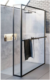 Inloopdouche Riho Lucid GD402 Verstelbaar Aluminium 200x140x30 L cm Mat Zwart