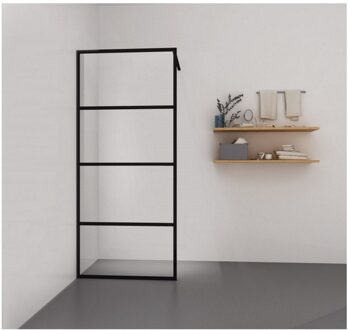 Inloopdouche Sanimar Loft Lines Helder Veiligheidsglas 90 x 200 cm Zwart Nano Antikalk Coating 8 mm