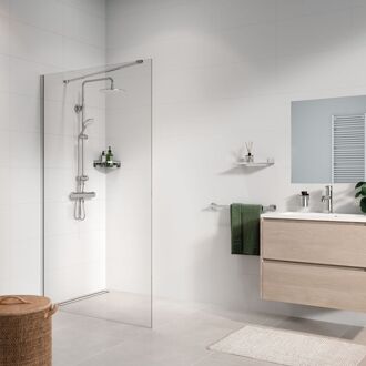 Inloopdouche Seev 118x195cm - Zilver Profiel - 6 Mm Helder Glas
