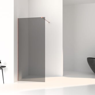 Inloopdouche Slim Rookglas Anti-Kalk Coating Brushed Copper Profiel - Inloopdouche Aqs Slim 70x200 cm Brushed Copper Profiel