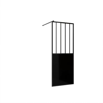 Inloopdouchewand Black Indus - Mat Zwart Aluminium - 5mm Gehard Glas - 80x200cm