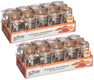 Inmaakpot/voorraadpot - 20x stuks - 60 ml - glas met beugelsluiting - weckpot