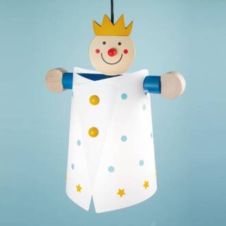 Innemende pendellamp Prins wit, blauw, geel