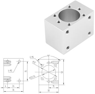 innerlijke gat 22mm 24mm SFU1204 bal moer behuizing montagebeugel voor 1204 kogelomloopspindel cnc graveermachine deel Inner diameter 22m