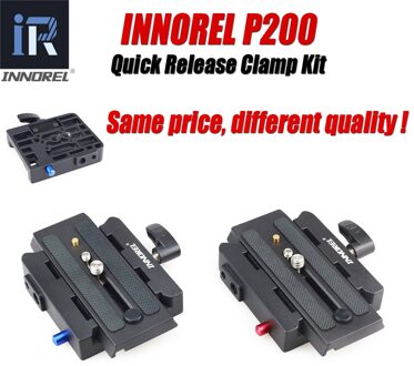 Innorel P200 Quick Release Adapter Kit Aluminiumlegering Qr Plaat Klem Voor Statief Monopod Manfrotto 501 500AH 701HDV 503HDV Q5 rood Button 2 stukken