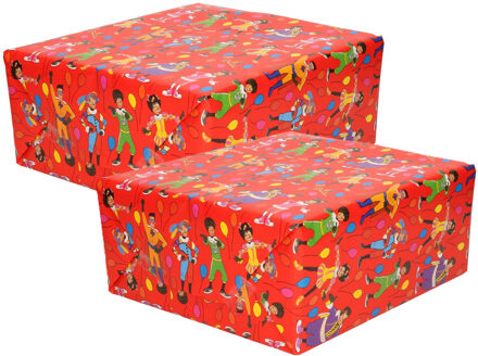 inpakpapier - 5x - cadeaupapier - rood - 200 x 70 cm - pakjesavond