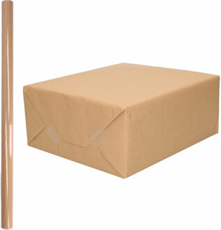 Inpakpapier/cadeaupapier - 5x rollen - 500 x 70 cm - bruin