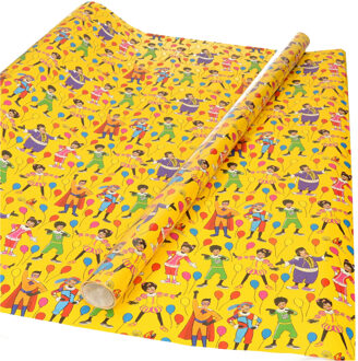 inpakpapier - cadeaupapier - geel - 200 x 70 cm - pakjesavond