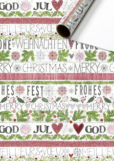Inpakpapier Kerstfeest Verschillende Talen Multikleur - Print