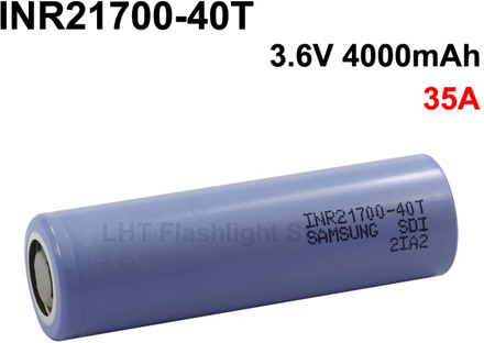 INR21700-40T 3.6V 35A 4000mAh Rechargeable Li-ion 21700 Battery without PCB