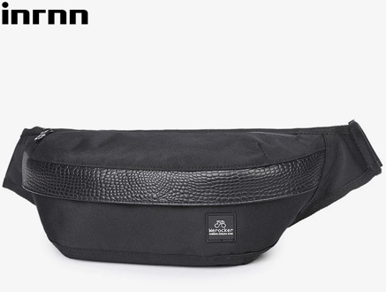 inrnn Outdoor Sports Waist Bag Men Patchwork Leather Small Chest Bag Male Fashion Crossbody Messenger Bag Teenager Fanny Pack