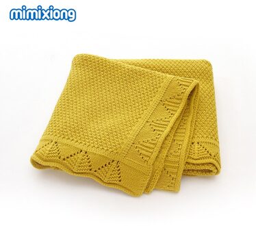 Ins Baby Gebreide Deken Jongens En Meisjes 'Breien Deken Baby Winddicht Cover Quilt Happy-Nappers mosterd