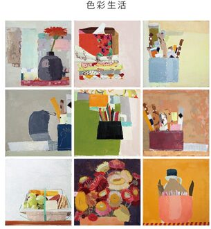 Ins Eenvoudige Moderne Olieverf Deco-Hangers Card 9 Sheets Kleurrijke Foto Props Slaapkamer Diy Muur Sticker Vierkante Postkaart Bladwijzers