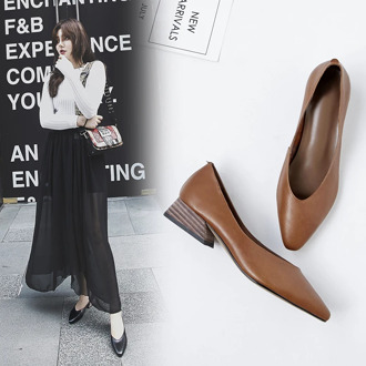 ins hot pumps women Genuine Leather shoes cow leather pointed toe office shoes career shoes all-match women pumps low heel shoes