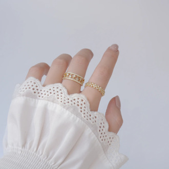 Ins Hot Sale 14K Real Gold Adjustable Pierced Rings for Women Luxury Shining AAA Cubic Zircon Musical Note Engagement Rings