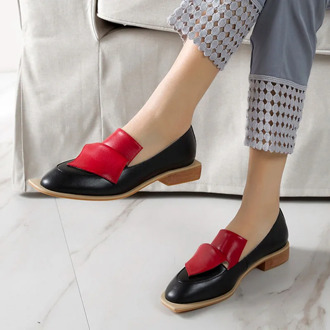 INS hot women pumps plus size 22-26.5cm length Fashionable casual spring and autumn essential Two-color stitching ladies shoes