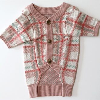 Ins Koreaanse Zachte Roze Plaid Hond Trui Classic Pet Casual Outfit Kostuum Mode Vest Knit Jacket Voor Bulldog Puppy Kleding