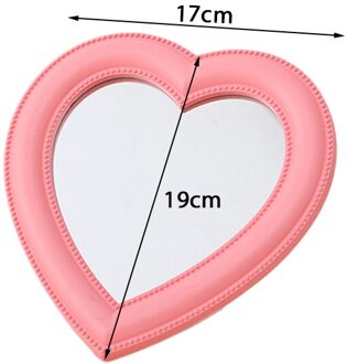 Ins Liefde Makeup Spiegel Desktop Spiegel Tweeërlei Gebruik Make-Up Spiegel Wanddecoratie Kerst Hartvormige Spiegel 17x19cm roze-2