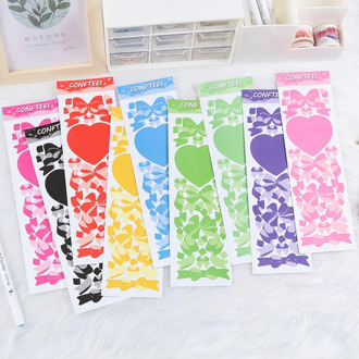 INS Love Heart Ribbon Bow Stickers Holiday Gift DIY Scrapbooking Craft Diary Photo Album Phone Seal Stickers Decorative