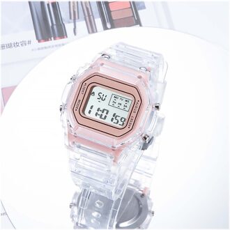 Ins Mannen Vrouwen Horloges Casual Transparante Digitale Sport Horloge Dames Elektronische Horloges Kid 'S Horloge Relogio Digitale roze