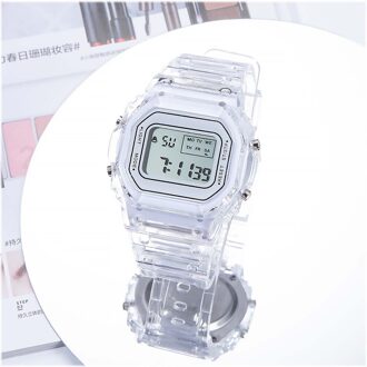 Ins Mannen Vrouwen Horloges Casual Transparante Digitale Sport Horloge Dames Elektronische Horloges Kid 'S Horloge Relogio Digitale wit
