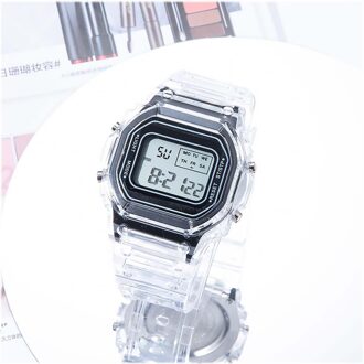 Ins Mannen Vrouwen Horloges Casual Transparante Digitale Sport Horloge Dames Elektronische Horloges Kid 'S Horloge Relogio Digitale zwart