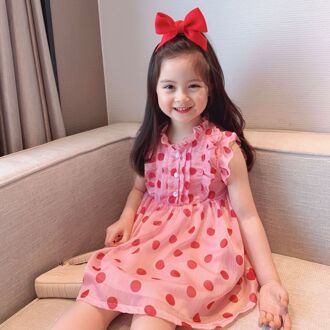 Ins Meisjes Mouwloze Jurken Kinderen Dot Jurk Zomer Katoenen Meisjes Jurk 3T