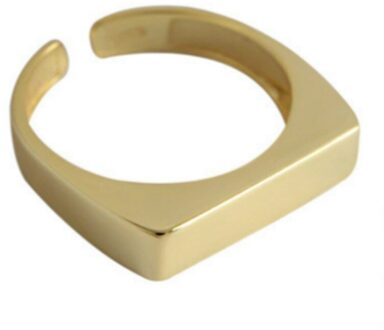 Ins Minimalistische Geometrie 925 Sterling Zilveren Ringen Voor Vrouwen Verstelbare Handgemaakte Bijoux Argent 925 Massif Giet Femme Sieraden goud A