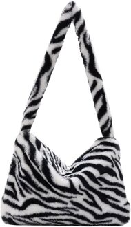 Ins Mode Vrouwen Versitile Leuke Pluche Bloem Patroon Schouder Onderarm Meisje Franse Vintage Retro Faux Fur Handtas Furry Fluffy Rood